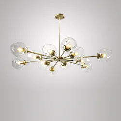 Modern Hand Blown Art iron and bubble hanging pendant lamp glass chandelier
