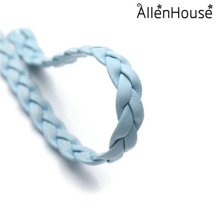 Make lovely pink Color 5mm wide flat Pu Leather String Braided Cord for jewelry making