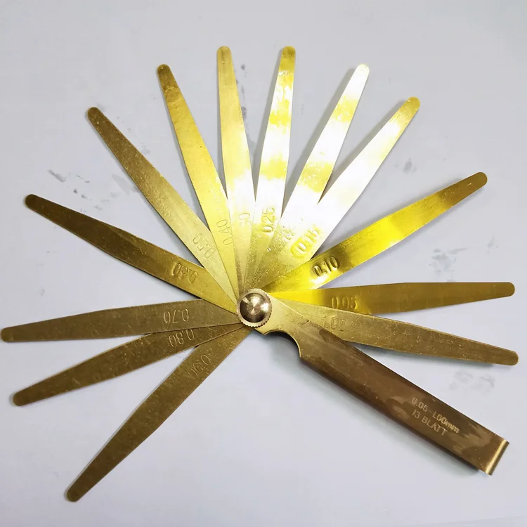 Good quality gap blades brass feeler gauge set 20blades/set measuring range 0.05 to 1.00mm