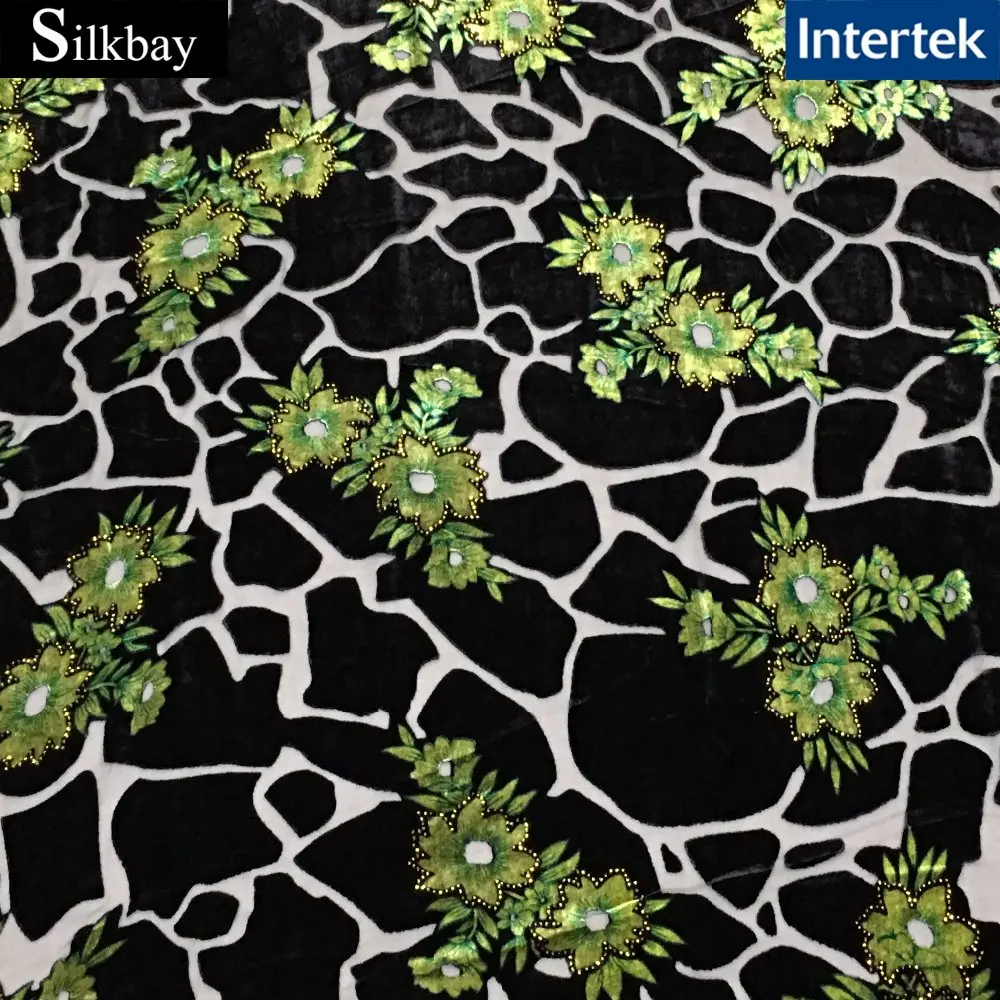 
Custom prionted burnout silk velvet fabric 