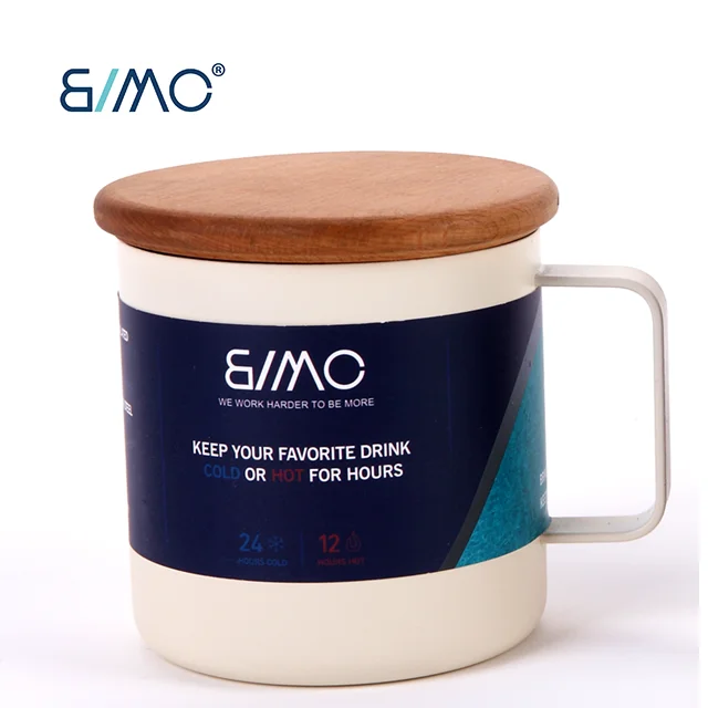 New Design Stainless Steel Handle With Wooden Lid Insulated Coffee Mug Warmer Wholesale