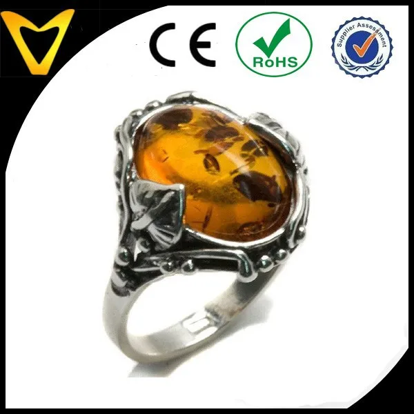 Alibaba Hot Selling China Cheap 925 Sterling Silver Jewelry Grapevine Ring With Ice Green Amber
