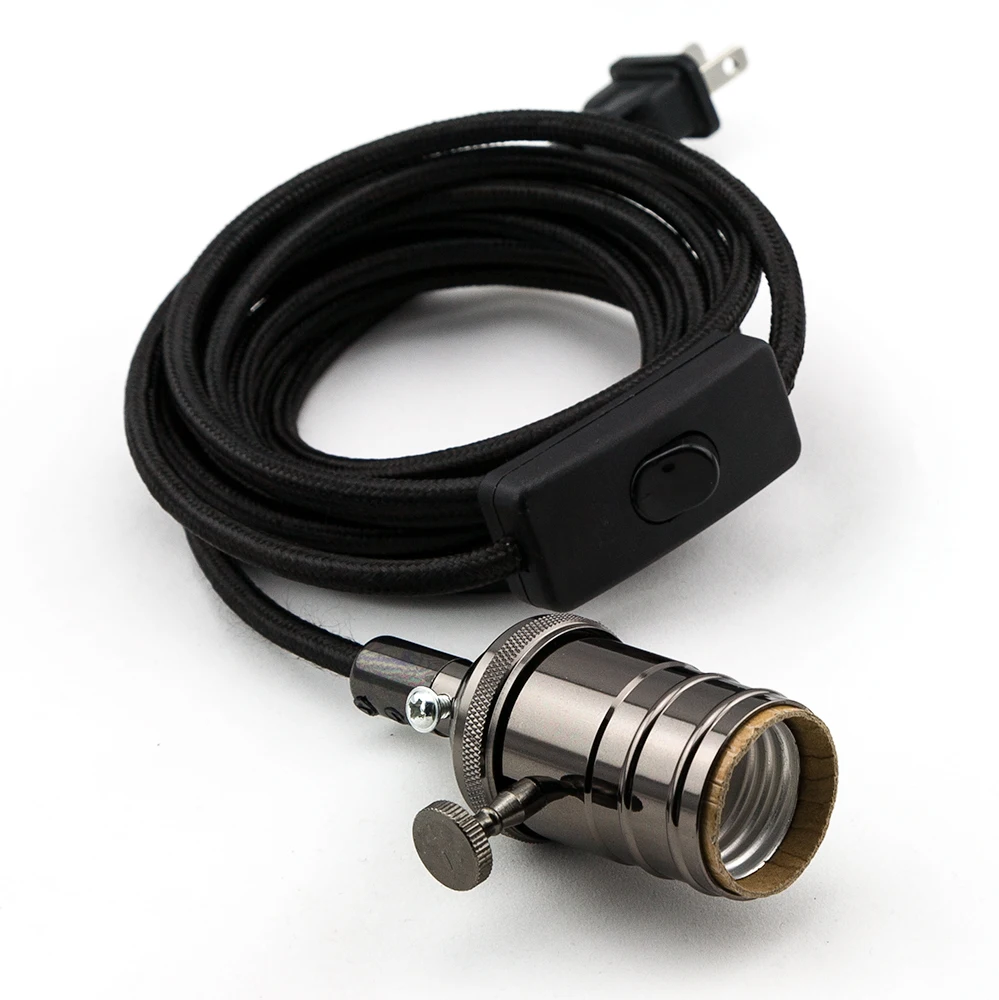 Ceiling Rose E26 E27 Pendant Light Fitting Copper Lamp Holder With 1M Colorful Fabric Cable Edison Bulb Accessories