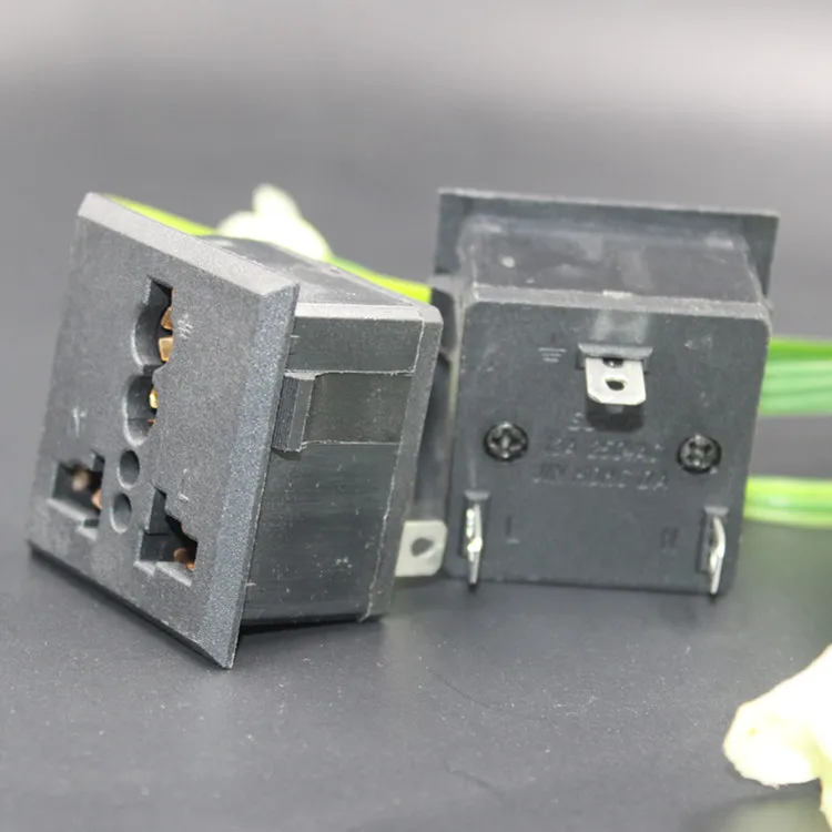 SS-801 Universal Panel Socket Plug Outlet Power Receptacle AC 250V 13A Black