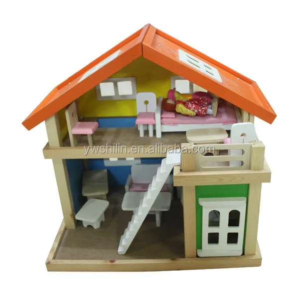 new design 100%handmade natural wooden toy doll house,wooden toy house for kids