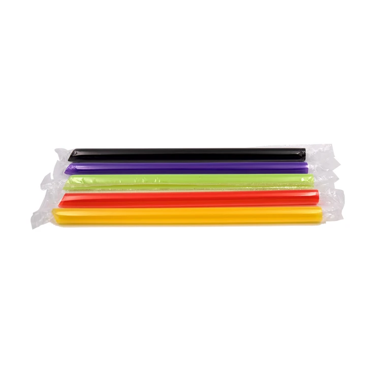Wholesale 12mm 240mm Disposable Individually Wrapped Plastic Boba Bubble Tea Drinking Straws