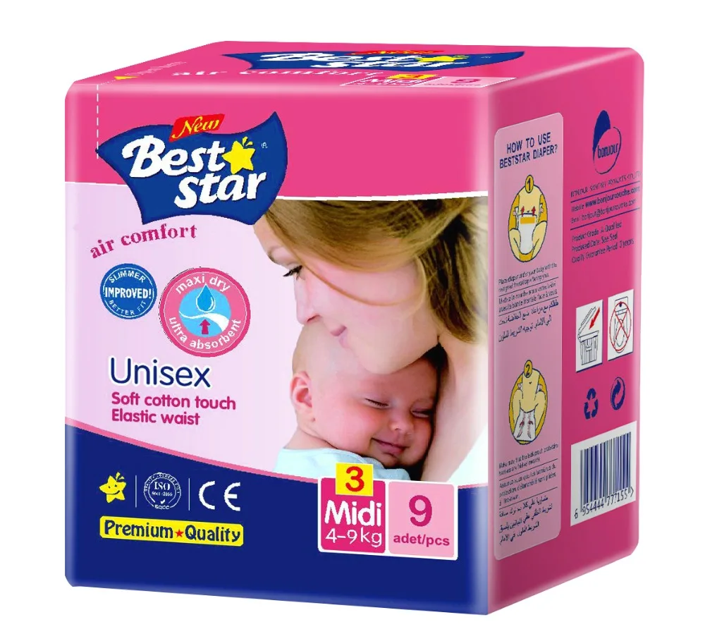 
Premium quality PE film Beststar baby diaper for wholesale 