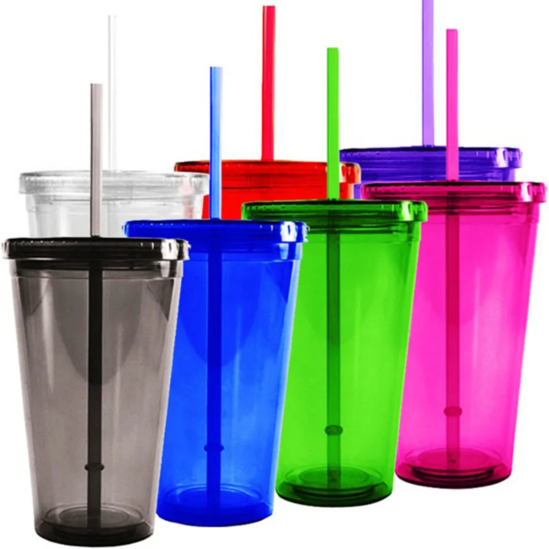 16ounce acrylic tumbler with rubber grip, Keep hot/cold rubber drinking tumbler with lid and straw, bpa free cold tumbler