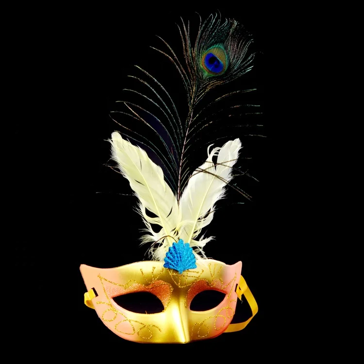 M-KQ Colorful Masquerade Peacock Feather Mask