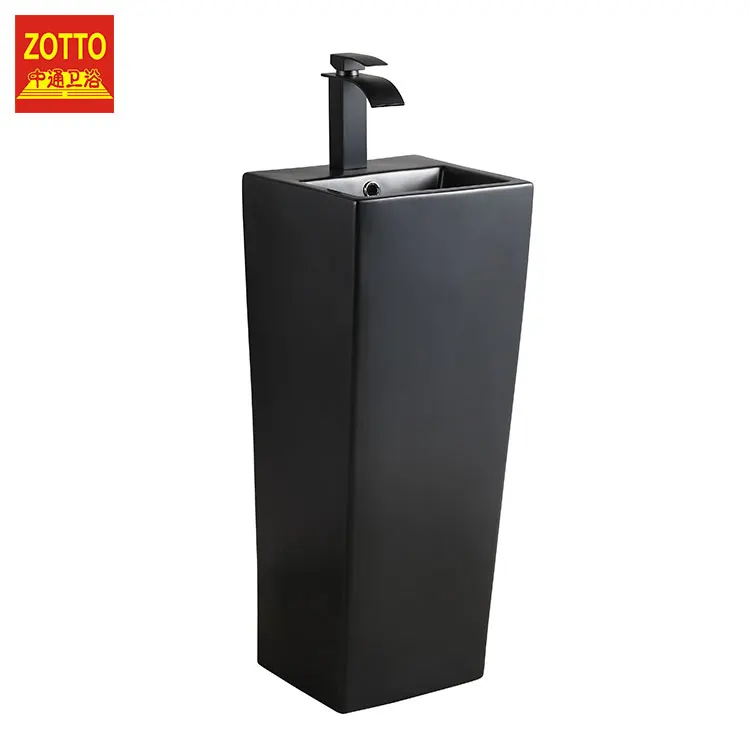 China suppliers one piece washbasin with pedestal marble pattern wholesale stand wash sink ceramic modern pedestal basin