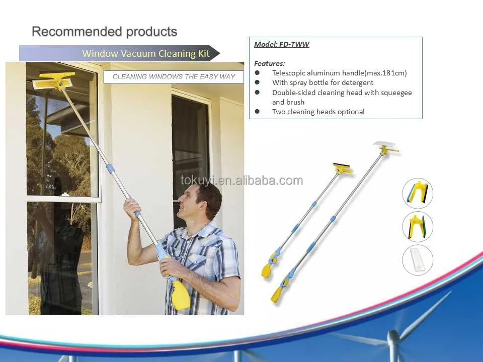 2019 Hot sale  Cleaning Kit , Light Weight, All-In-One 5 Piece Set - Microfiber Glass Washer (2), Telescopic Window cleaner