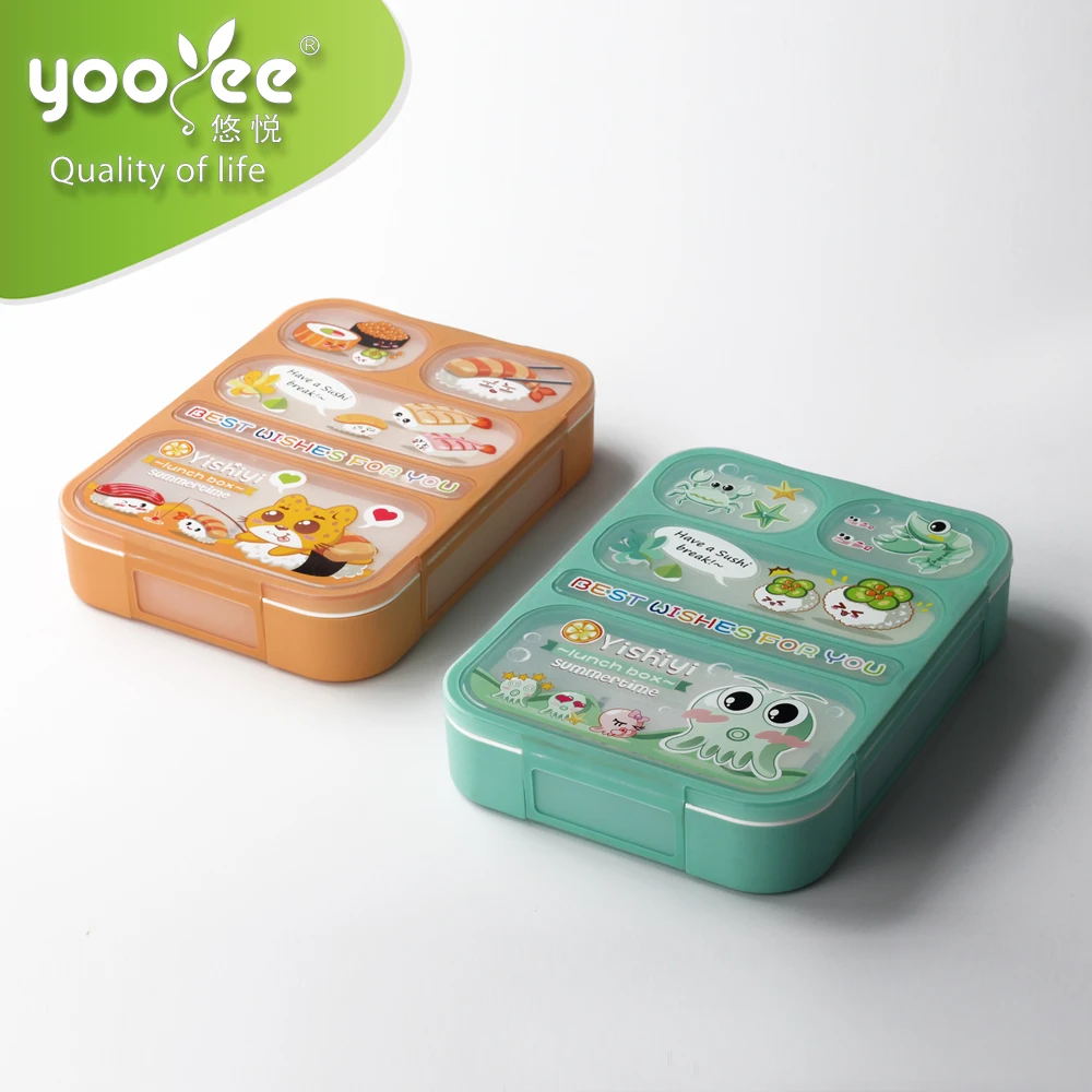 Eco-friendly Leakproof Bento Lunch Box 5 Compartments with Spoon Microwave Safe,BPA Free for Kids