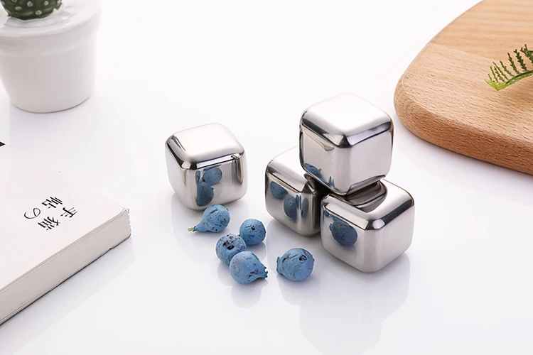 Food Grade Metal Whiskey Stones 304 Stainless Steel Reusable Ice Cube For Drink