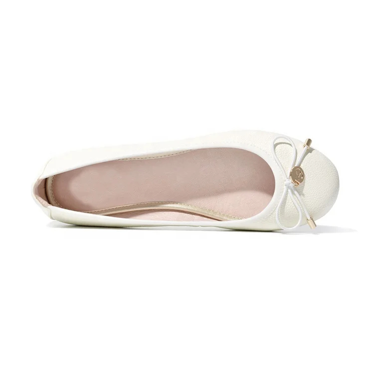Guangzhou ballerine shoes women Women Round Toe Flat Leather Ballet Dance Shoes