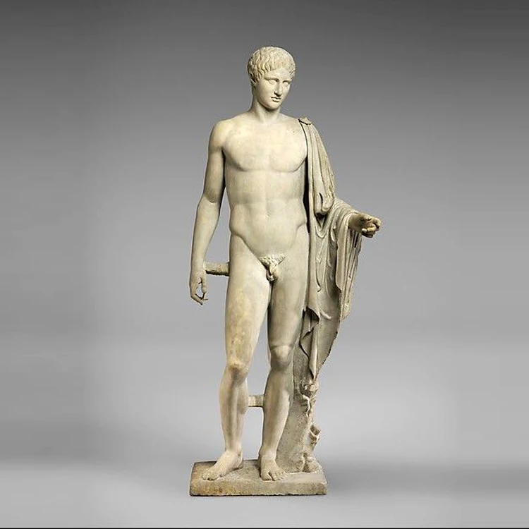 Антикварная обнаженная скульптура человеческого тела Мраморная Мужская статуя телесного цвета