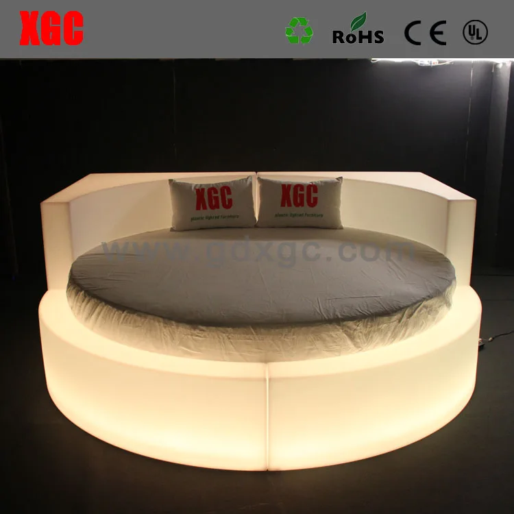LED lighted plastic beautiful round bed king size new model bed LED special open-air film bed