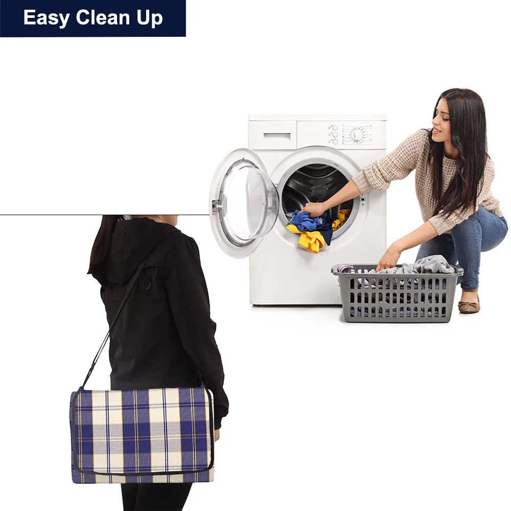 Manufacture Gingham Check Designs Padded Picnic Mat Picnic Blanket large Waterproof Blanket Rug for Outdoor