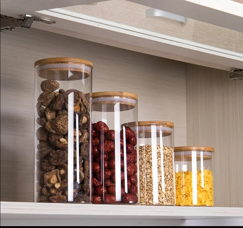Home Goods Sealed Stacking Air Tight Glass Storage Jar With Bamboo Lid