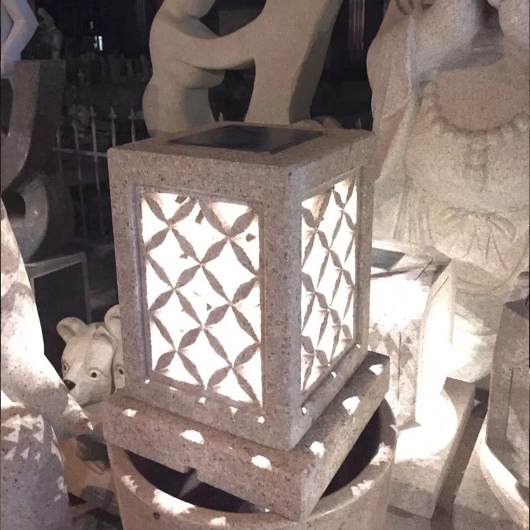 Chinese Garden decoration natural stone solar lanterns