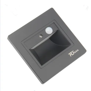 2W PIR motion Detector+ Light sensor Led Stair Light Infrared Human Body Induction Lamp Recessed Steps Ladder Wall Lamp Black