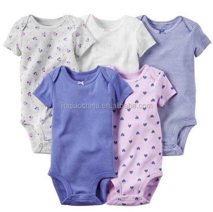 100% Cotton 5-Piece bodysuit short set best custom design baby boy clothes