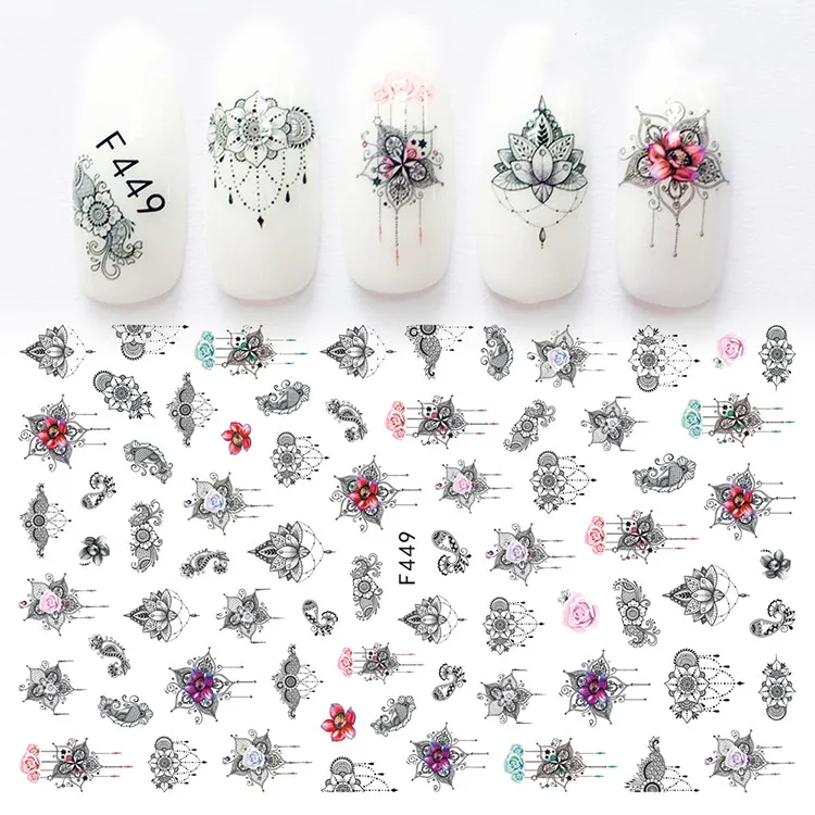 F449-459 Lavender Cartoon horse Nail Art Decals 3D Manicure Applique Nail Stickers for Nail Decoration
