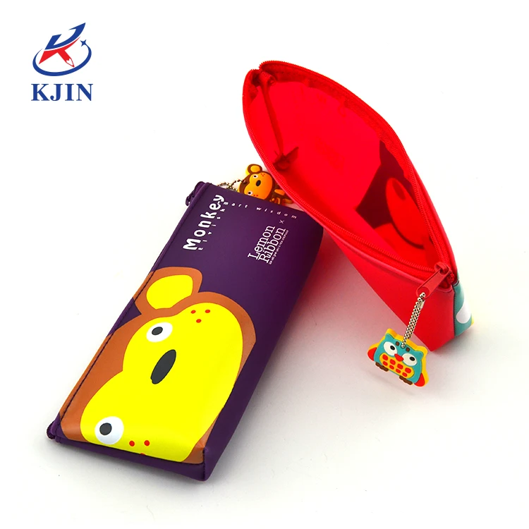 Kids Korean Style papelaria Silicone Cute animal Pencil Case Holder Kawaii Pen Case Stationery Pencil Pouch Box For Children