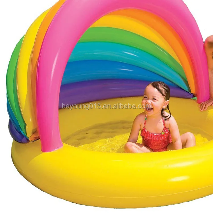 intex pool kids rainbow inflatable shade baby pool