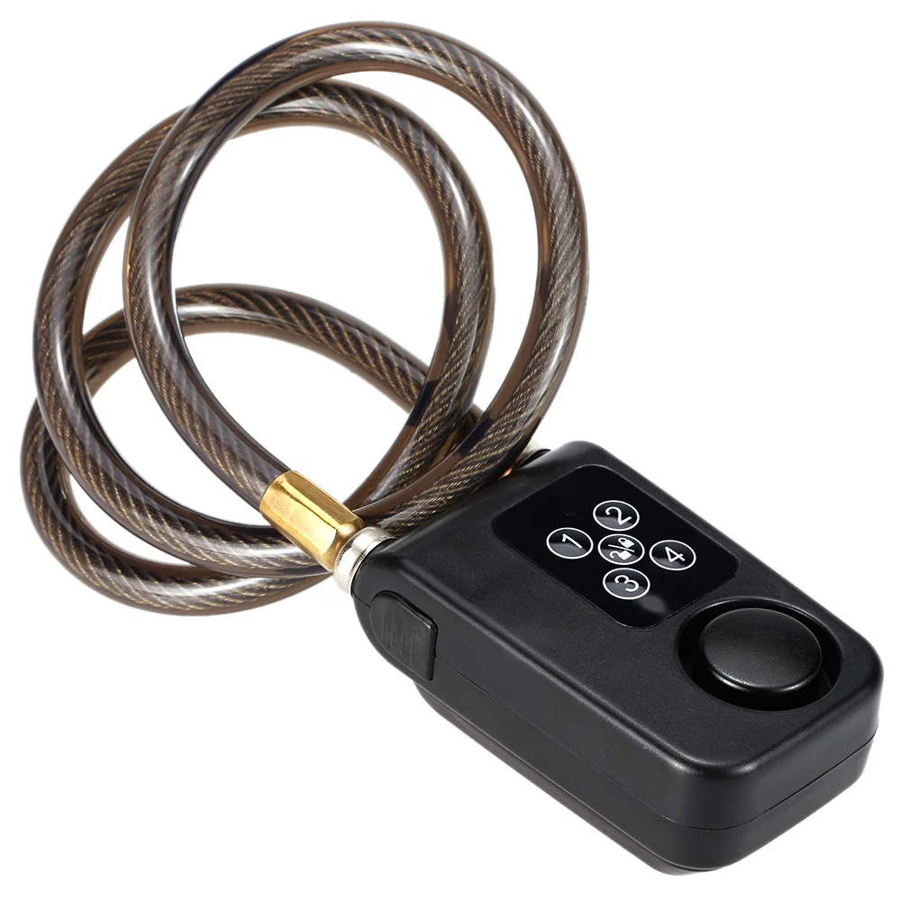 stainless steel mountain bike scooter combination lock siren alarm 4-digit keyless cable battery operated locks