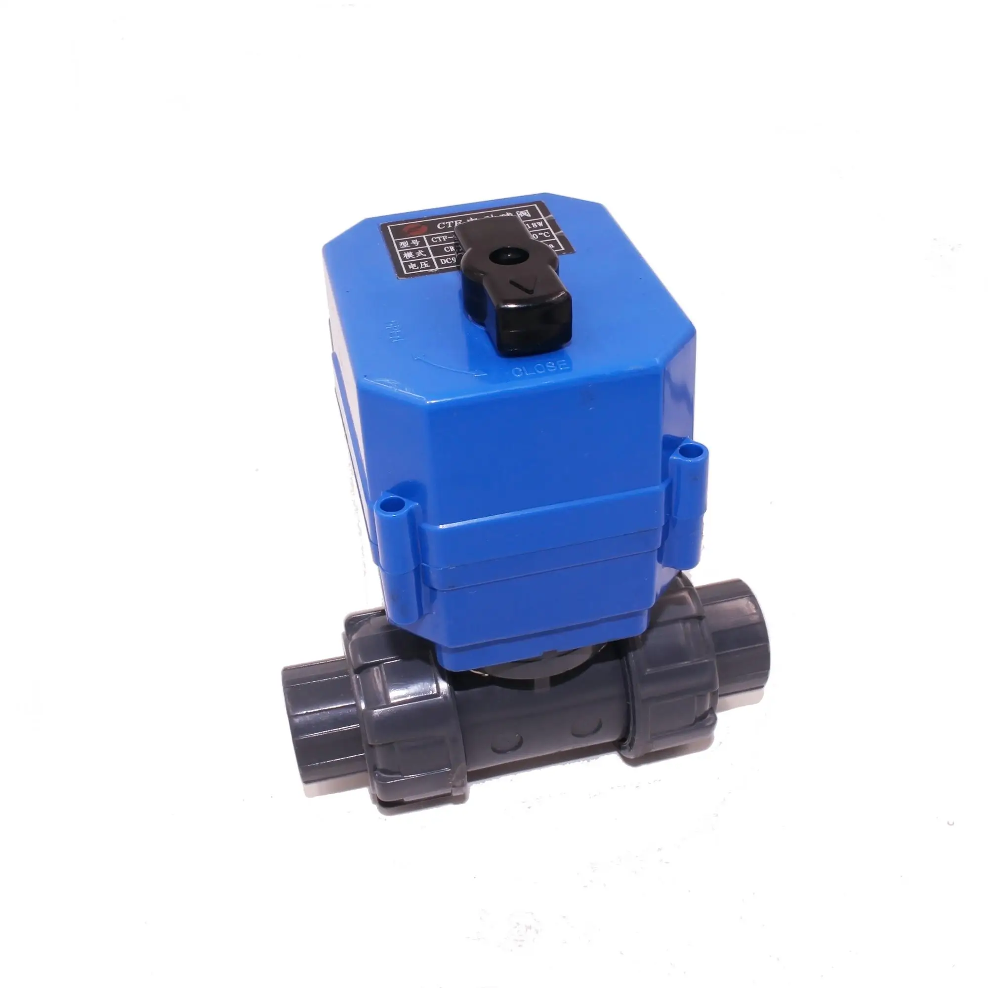 Long lifespan plastic electric actuator 2-way motorized pvc ball valve 24V 220V