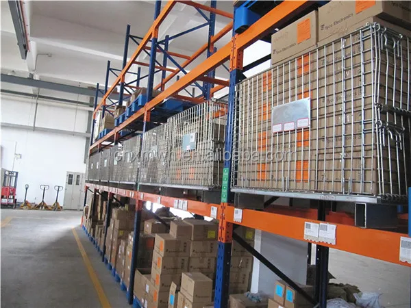 collapsible wire mesh container with tube bars for racking system warehouse