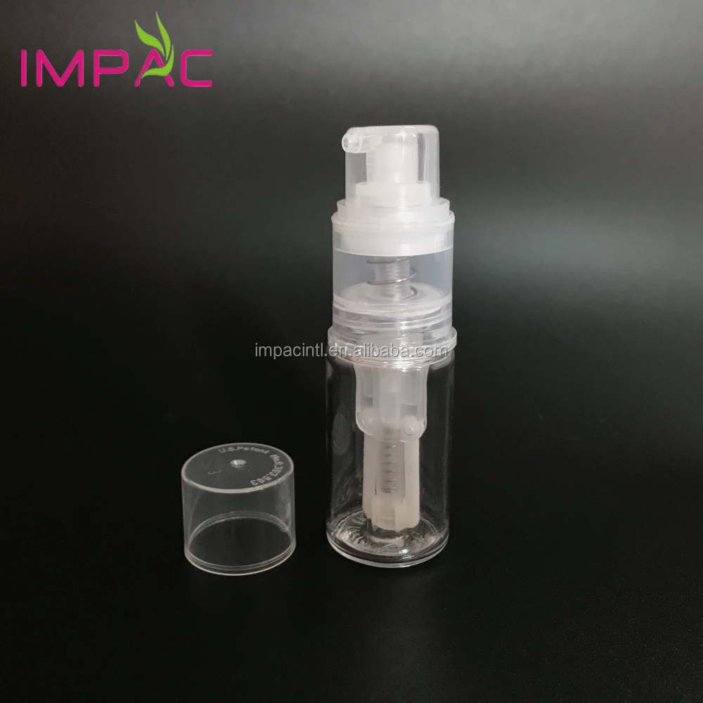 Small cute PET plastic clear 14ml glitter powder pump bottle with sprayer