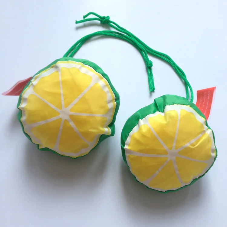 custom lemon fruit shape reusable grocery foldable shopping bag