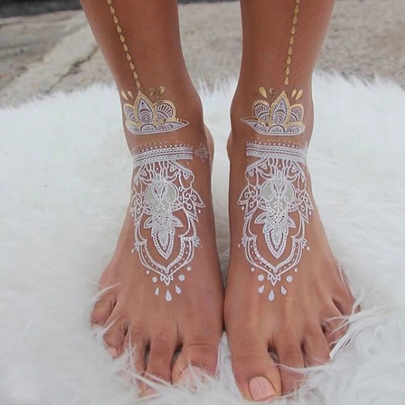 Женская сексуальная тату-наклейка из хны с белыми кружевами, Новые товары, тату для невесты