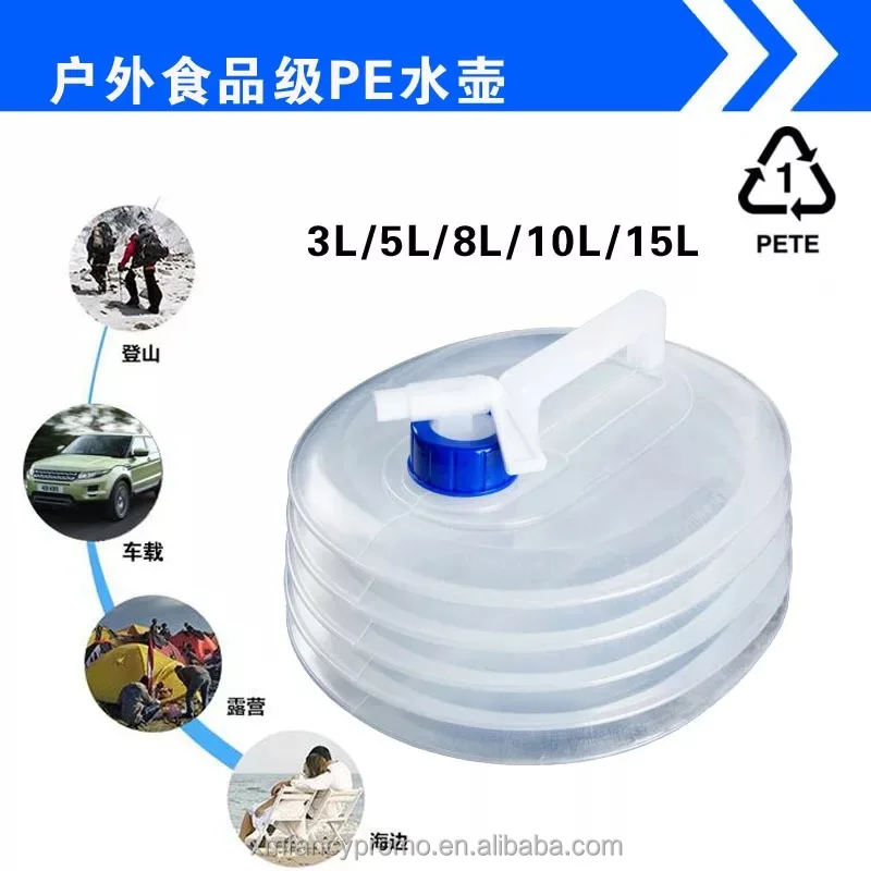 foldable transparent Water Storage plastic 15L Bucket for Outdoor Hiking Camping