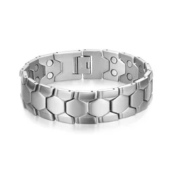 Men stainless steel health blood pressure control japanese bio magnetic therapy bracelet