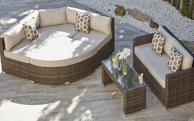 Rattan sofa rattan suit is now in fashion Luxury Outdoor Wicker Furniture Garden Rattan Angle Corner Sofa Set