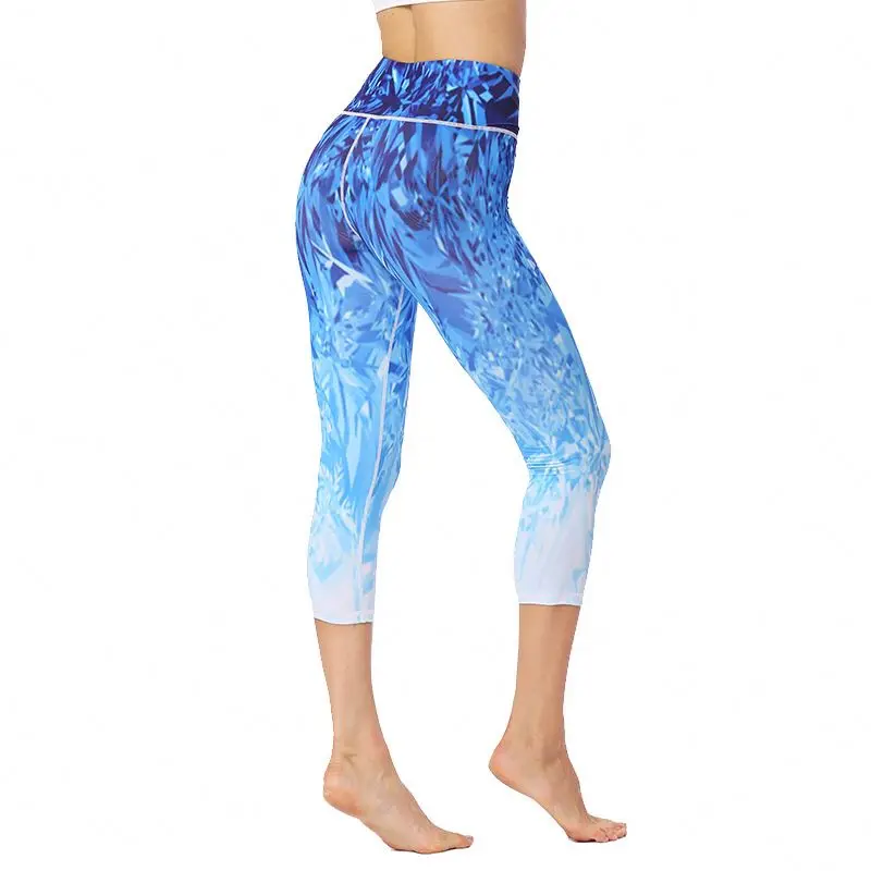 Toplook wholesale Blue and white gradient digital print yoga pants suplex women Active Wear sports leggings L531