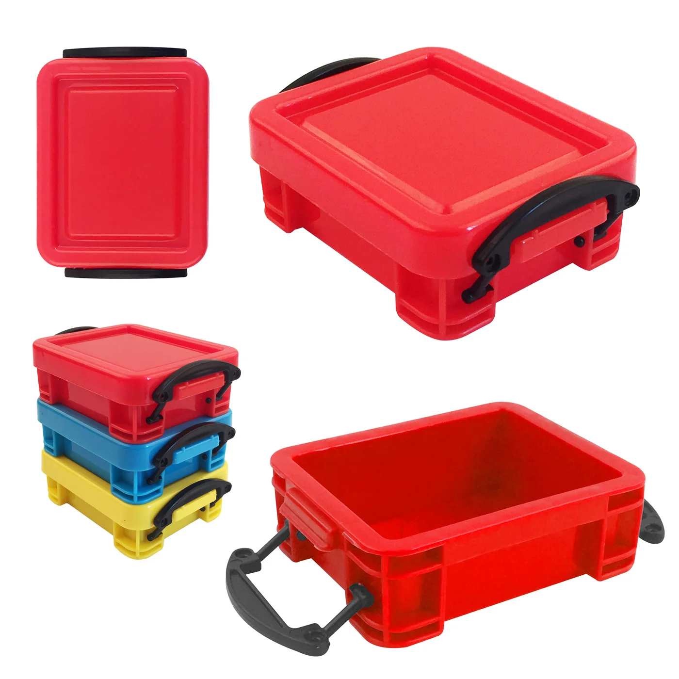 
 New see-through square plastic office desk organizer paper clip push pin container sealed 2 clip hand grip collected storage box  