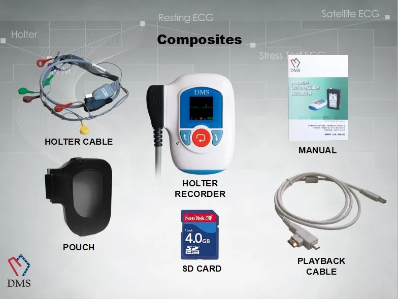 DMS300-4AL health and medical test ecg machine, CE, ISO13485 certificate cardiac holter monitor