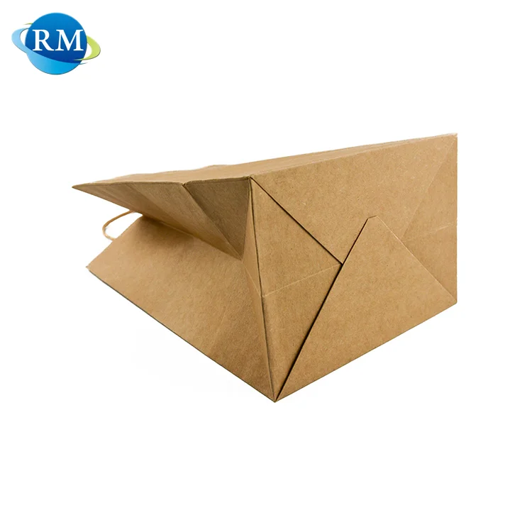 
Low Cost Square Bottom Plain Handle Grocery Brown Kraft Paper Bag 