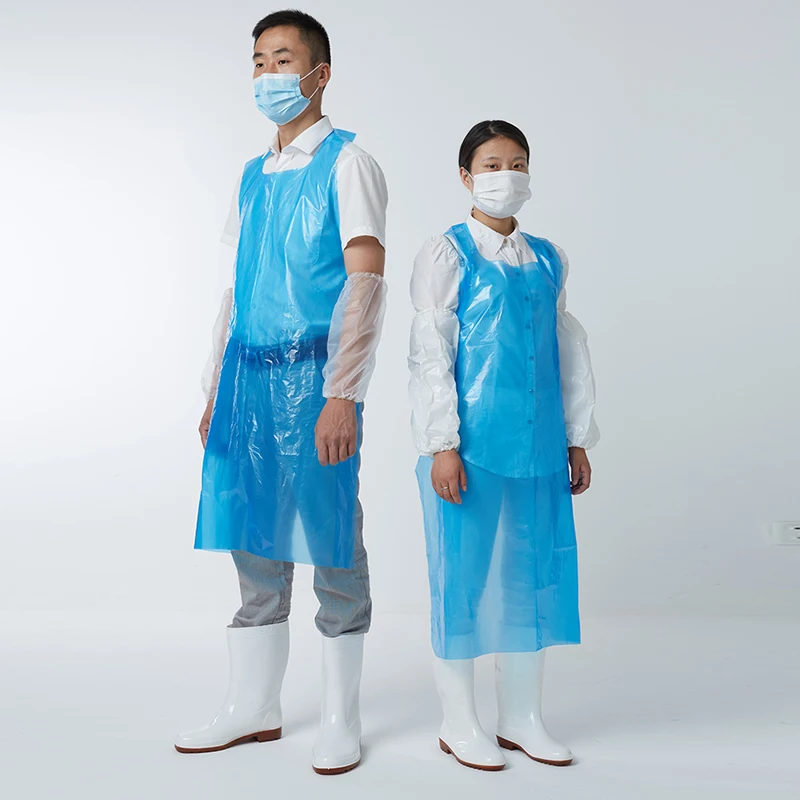 Single use blue pe plastic apron food grade dental apron disposable bibs Kids Beauty Apron