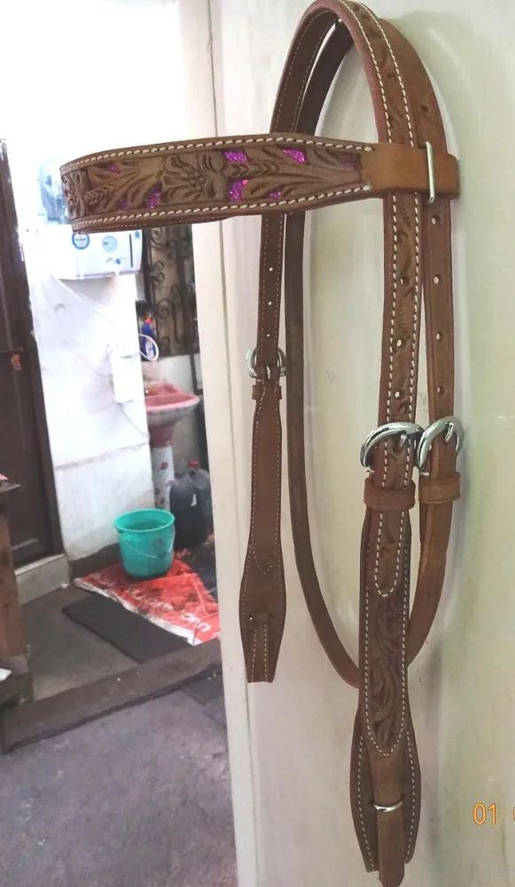 Premium Quality Handmade Western Headstall Cow Leather Reins horse equipment accessories custom logo equestrian outdoor sports