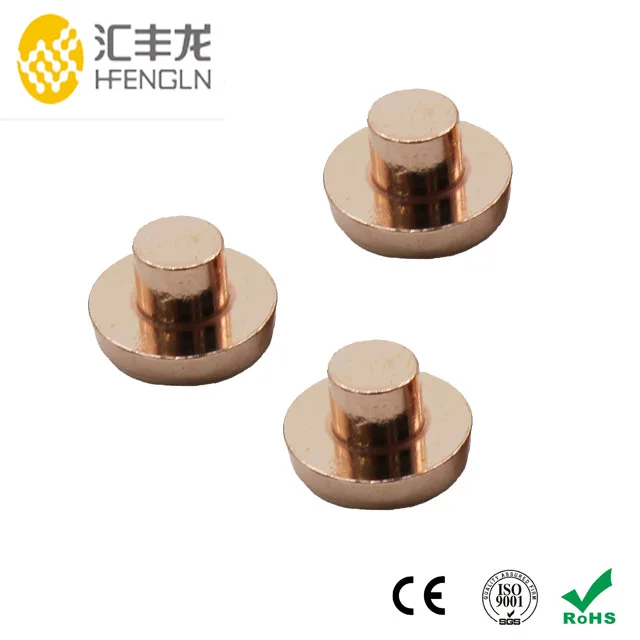 Bimetal electrical silver contact point for automatic circuit breakers