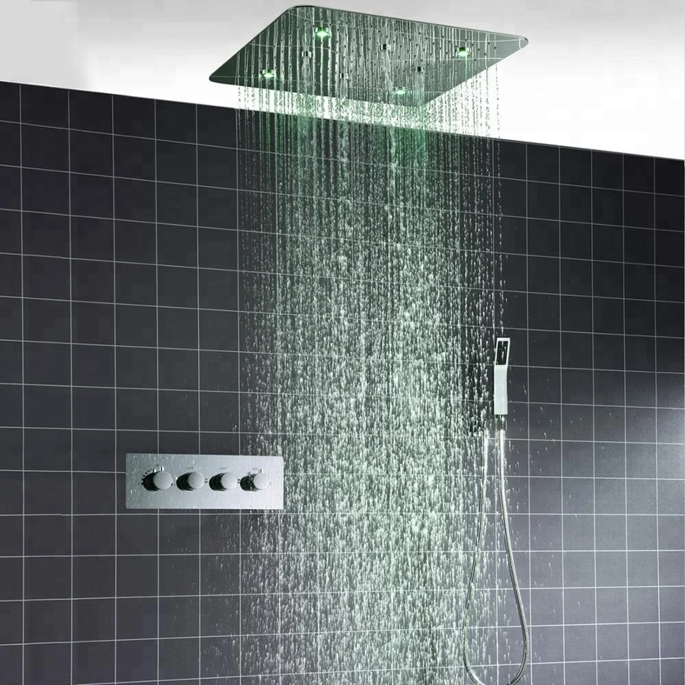 
LED SUS thermostatic Ceiling overhead big rain shower 