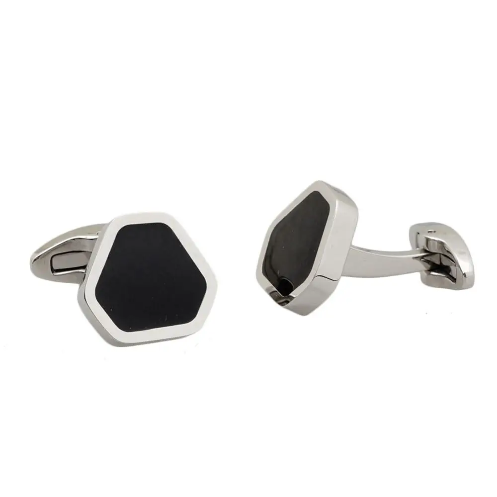 Fashion Polygonal Cufflinks Black Enamel Octagon Custom Vintage Metal Cufflinks