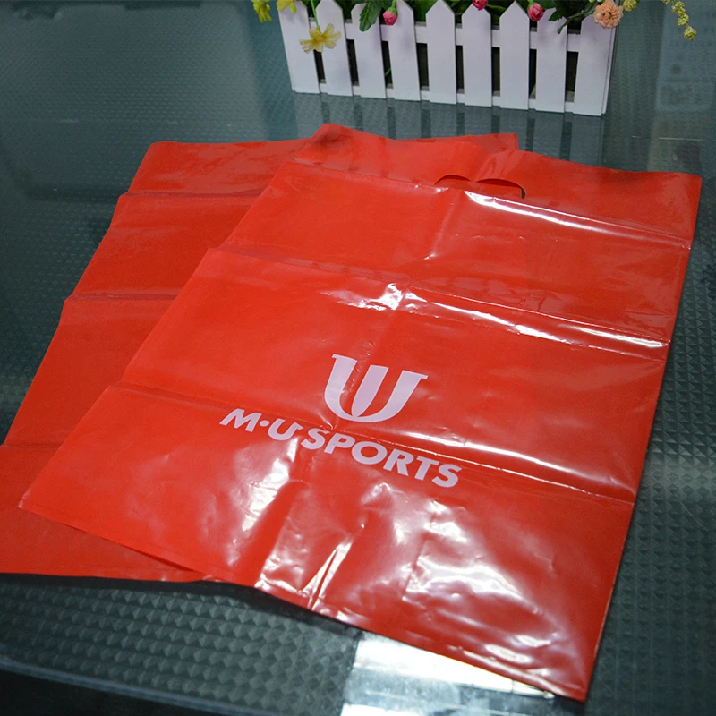  Wholesale pouch packaging shipping plastic red shopping bags