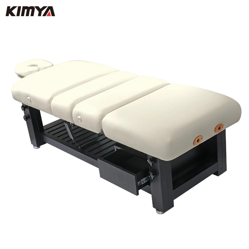 Electric wooden beauty bed with cabinet storage/electric wooden massage table /wooden massage bed for beauty salon