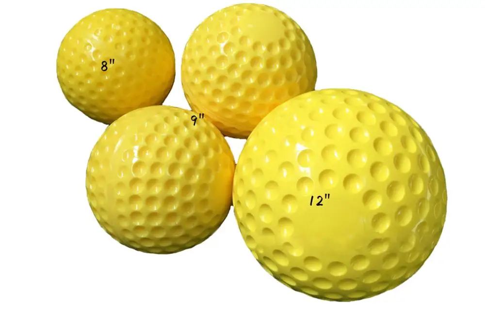 9 and 12inch Yellow Dimple Training Pitching Machine Softball Factory Direct Sale Baseball Ball