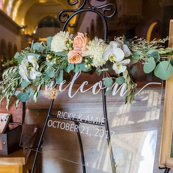 Clear Plastic Party Display Racks Acrylic Wedding Welcome Sign